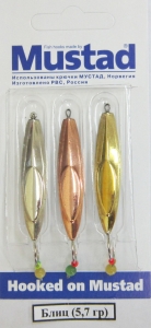 Набор блесен Блиц - 5,7 гр  (уп 3 шт/блистер) с подвеской "Кошачий глаз" Набор блесен Блиц - 5,7 гр  (уп 3 шт/блистер) с подвеской "Кошачий глаз"