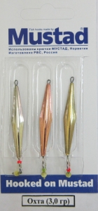 Набор блесен Охта - 3,0 гр  (уп 3 шт/блистер) с подвеской "Кошачий глаз" Набор блесен Охта - 3,0 гр  (уп 3 шт/блистер) с подвеской "Кошачий глаз"