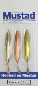 Набор блесен Соната - 6,2 гр  (уп 3 шт/блистер) с подвеской "Кошачий глаз" Набор блесен Соната - 6,2 гр  (уп 3 шт/блистер) с подвеской "Кошачий глаз"