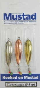 Набор блесен Продольная - 5,4 гр  (уп 3 шт/блистер) с подвеской "Кошачий глаз" Набор блесен Продольная - 5,4 гр  (уп 3 шт/блистер) с подвеской "Кошачий глаз"